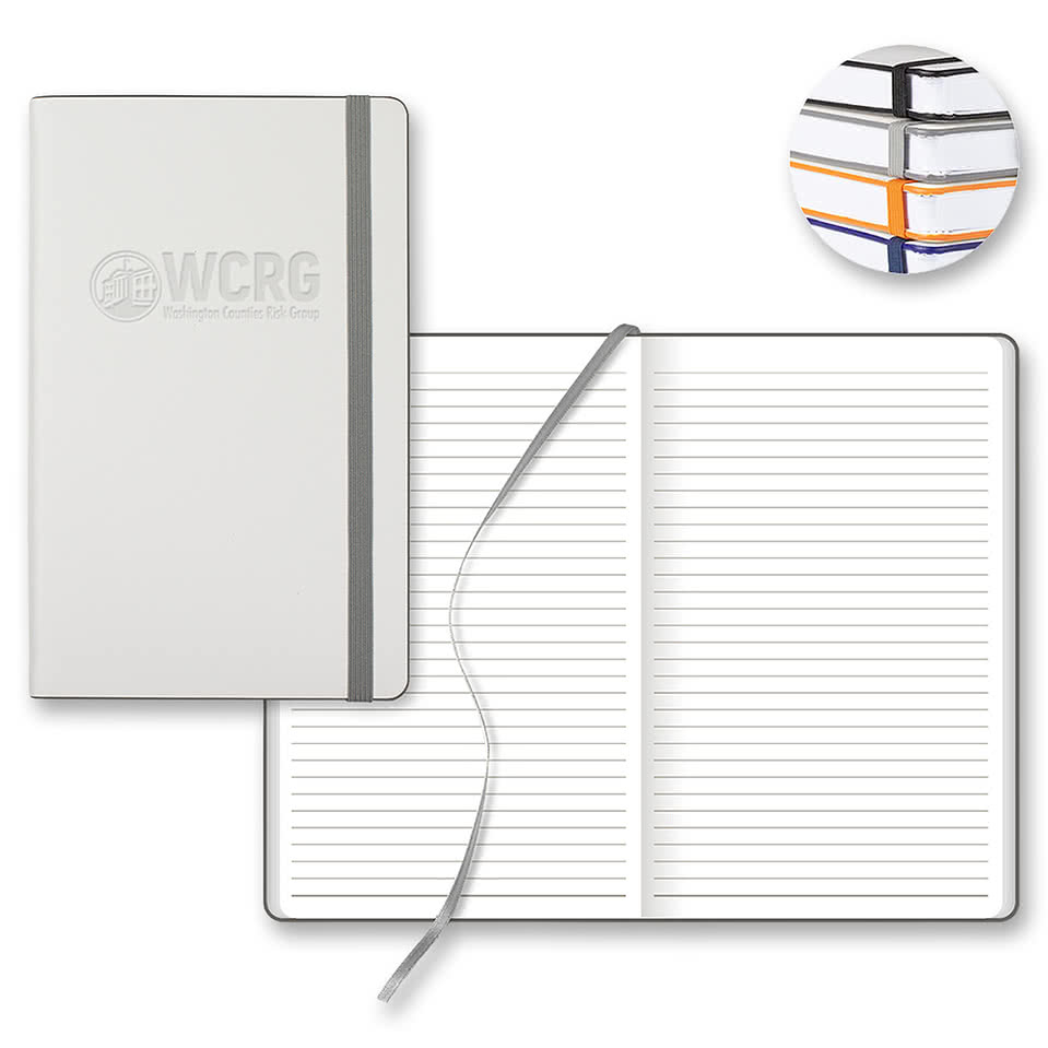 Castelli Debossed White Laser Medio Lined Hard Cover Notebook