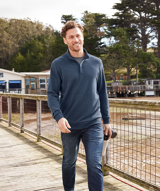 TRAVISMATHEW ネイビー グレー セーター M Custom TravisMathew Ocean Villa Quarter Zip Sweatshirt - Design