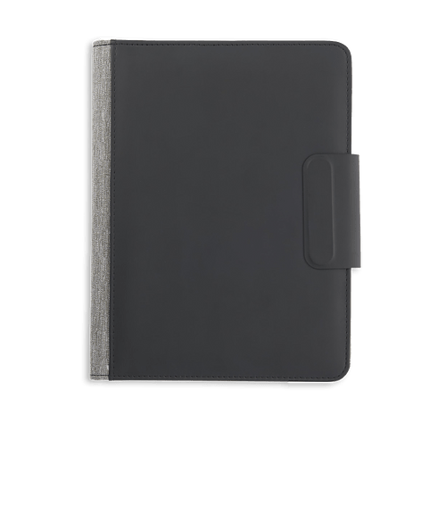 Debossed Reclaim Recycled MagClick Wireless Fast Charging Notebook in Black