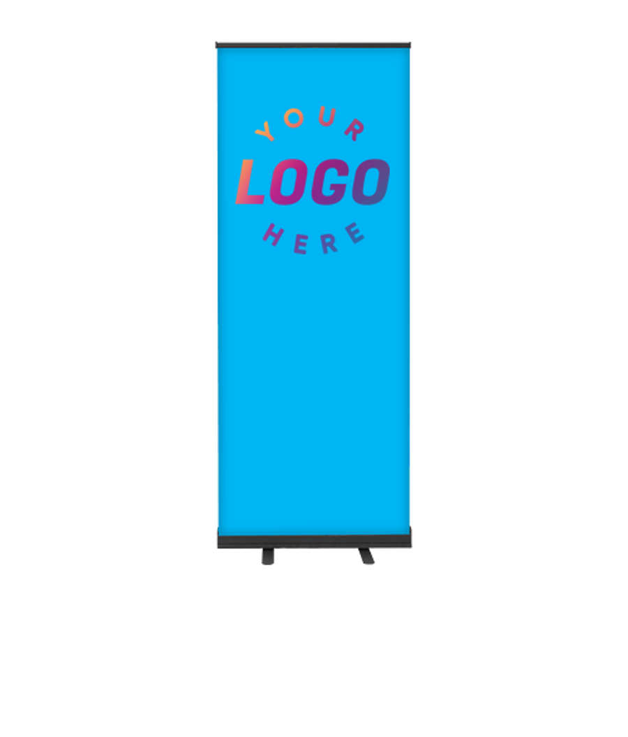 Full Color 31.5" x 83.5" Promotional Retractable Banner Kit in Columbia Blue / Black