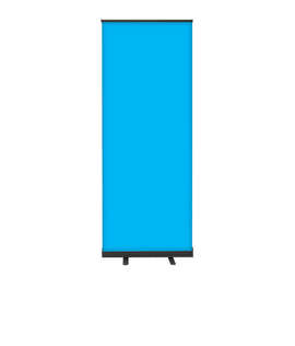 Full Color 31.5" x 83.5" Economy Retractable Banner Kit - Color: Columbia Blue / Black