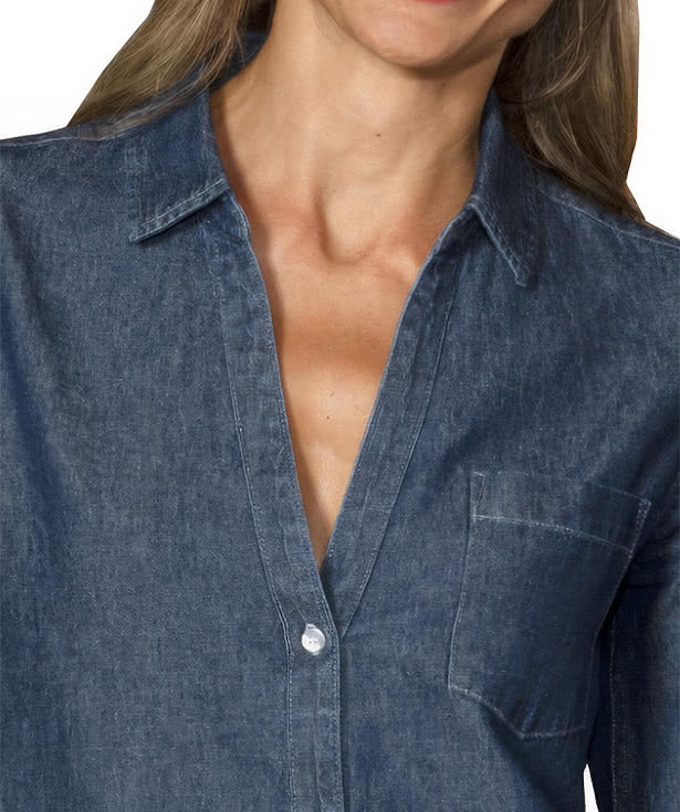 Blue Generation Women's Untucked Long Sleeve Denim Shirt - Embroidered