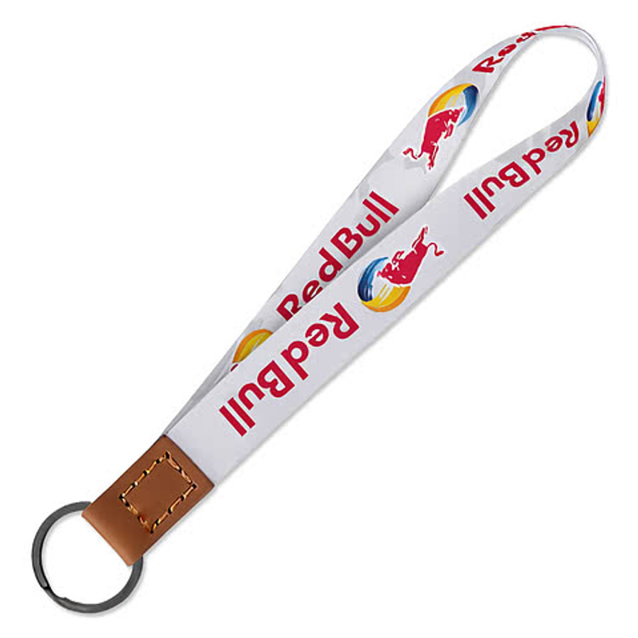 Full Color Leather Accent Wrist Strap Keychain