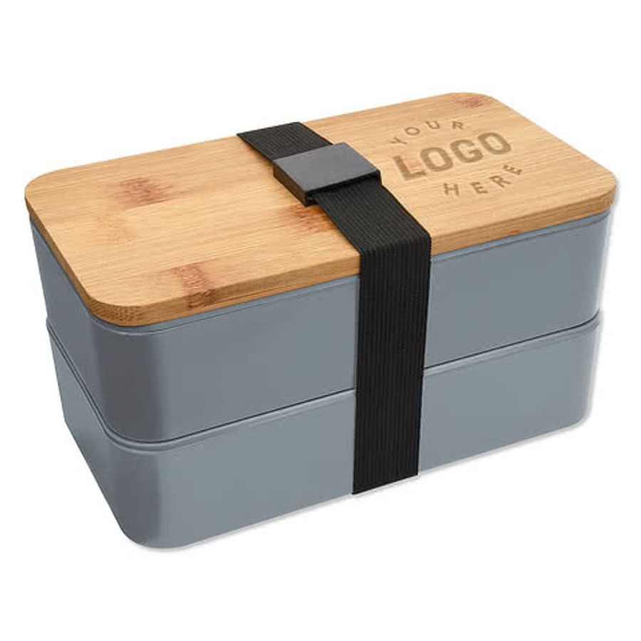 Laser Engraved Stackable Bento Lunch Set in White