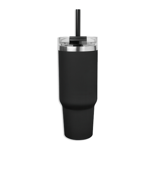 Full Color 40 oz. Naomi Intrepid Stainless Steel Tumbler with Straw in Black