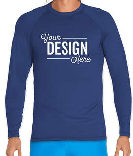 Wet Effect Long Sleeve Rash Guard Shirt - Color: Navy