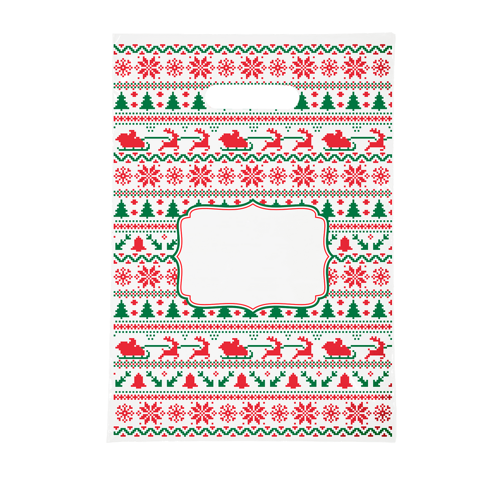 Full Color Ugly Sweater 13" Medium Plastic Handle Bag-default
