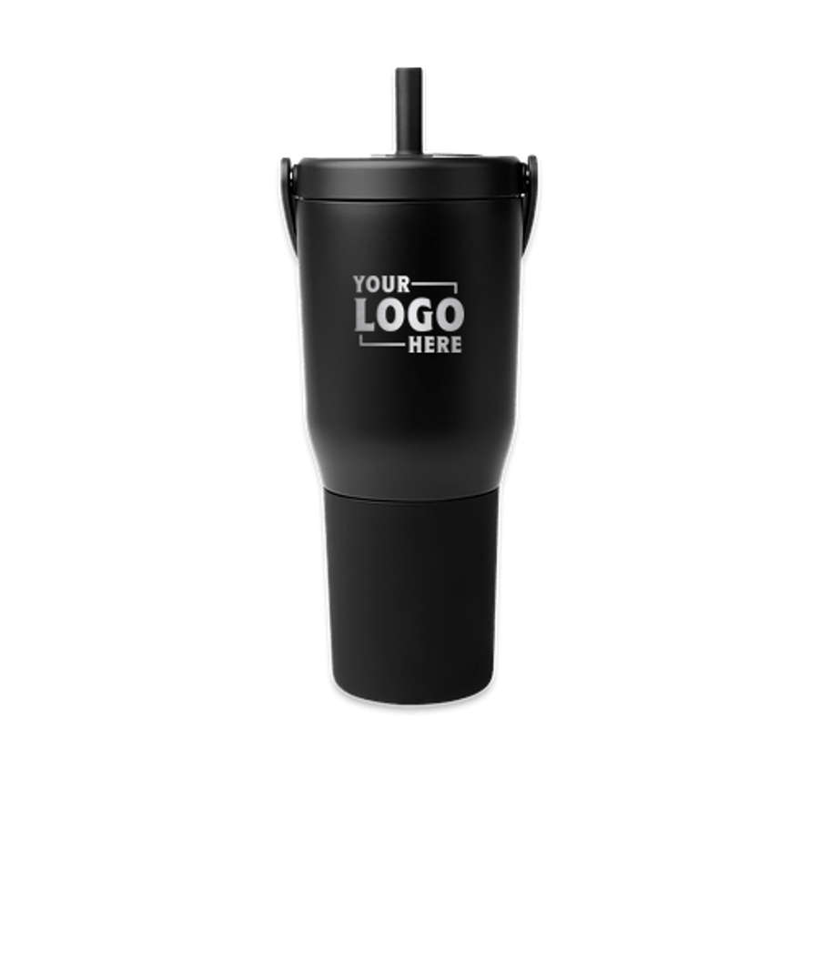BruMate Laser Engraved 25 oz. Resa Stainless Steel Tumbler with Straw in Matte Black