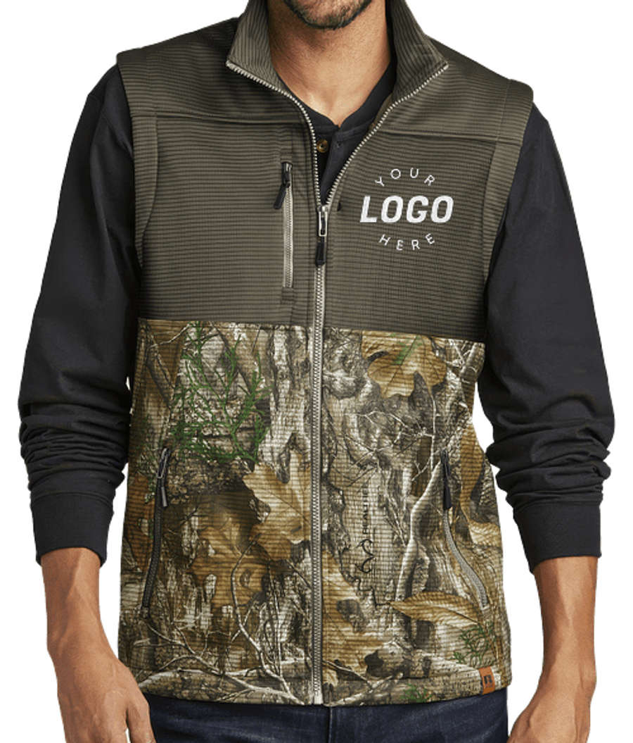 Russell Outdoors Realtree Atlas Colorblock Soft Shell Vest in Cargo Brown/ Realtree Edge