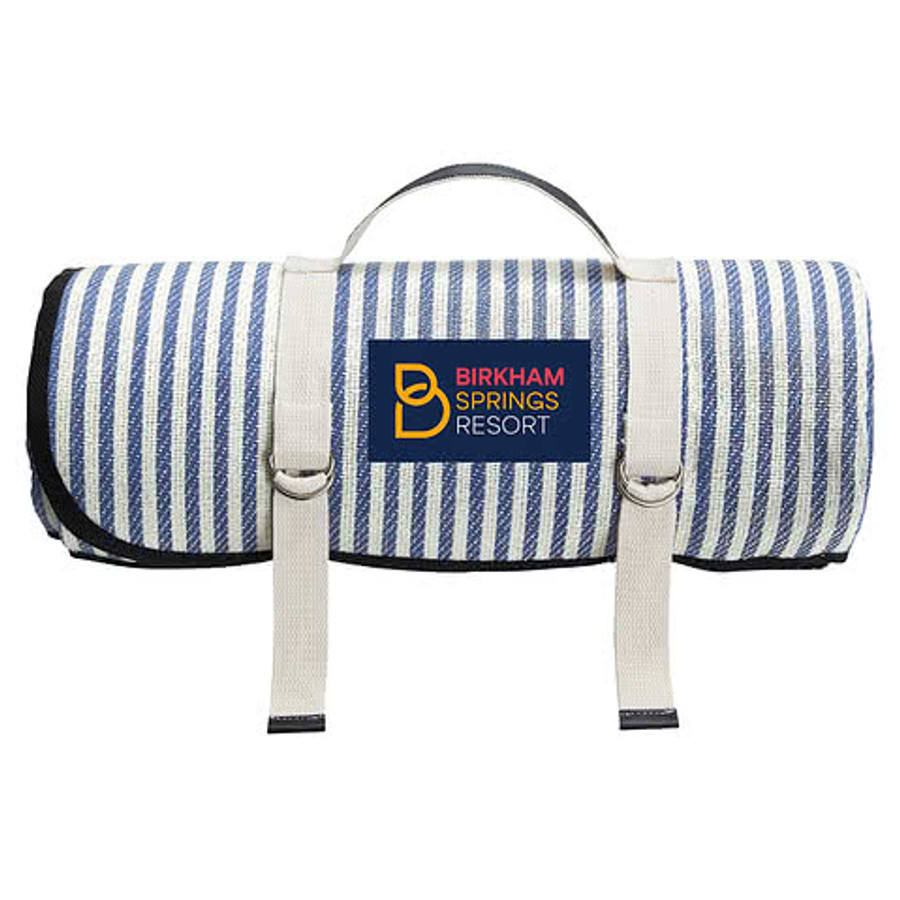 Hampton Outdoor Picnic Blanket with Straps Closure in MARINE BLUE