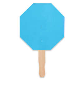 Full Color Octagon Hand Fan - Color: Columbia Blue