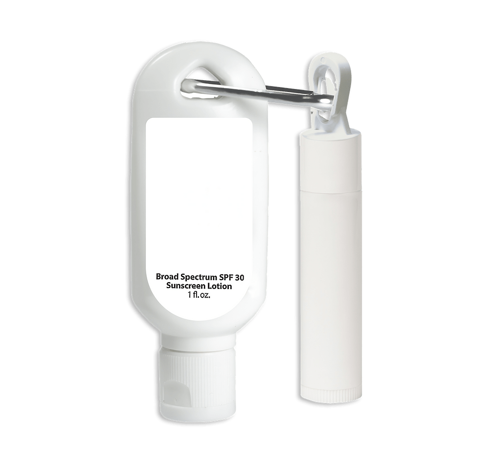Full Color 1 oz. SPF 30 Sunscreen and SPF 15 Lip Balm with Carabiner-default