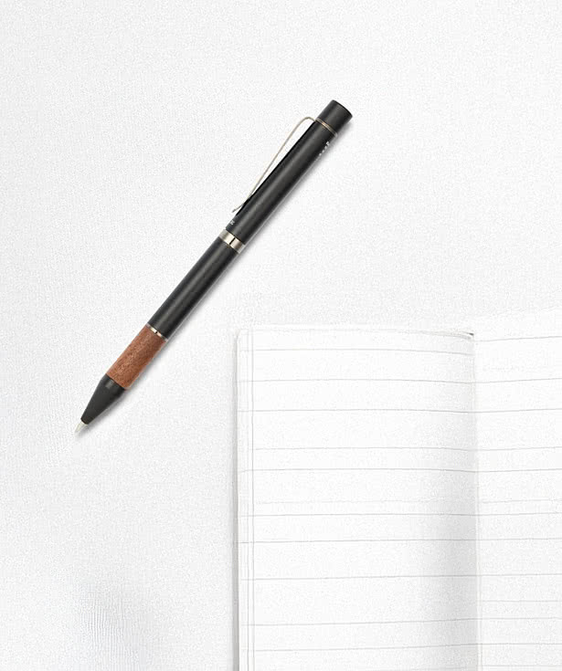 Luxe Laser Engraved Recycled Aluminum & Walnut Ballpoint Pen (blue ink)