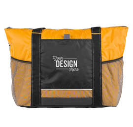 Colorblock Zippered Insulated Cooler Tote - Color: Black / Goldenrod