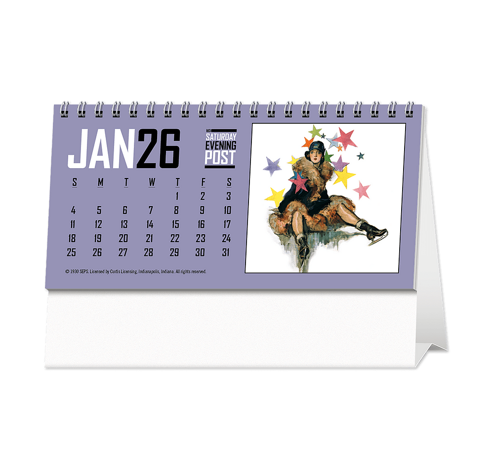 Full Color The Saturday Evening Post Spiral Monthly Desk Calendar-default
