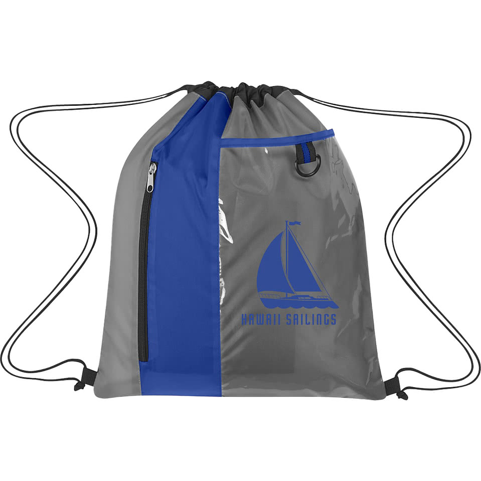 Sports Pack Drawstring Bag with Clear Pocket