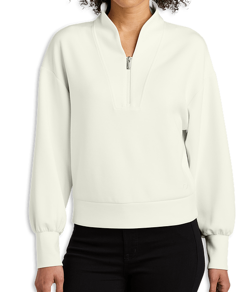 OGIO Women’s Transcend Recycled Quarter Zip Sweatshirt in Opal White