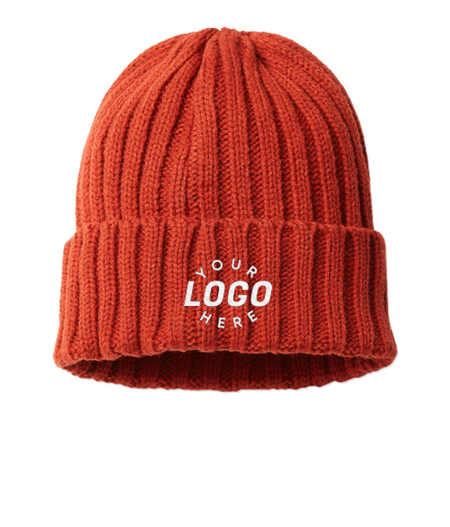 Atlantis Headwear Shore Recycled Cable Knit Cuff Beanie in Rusty