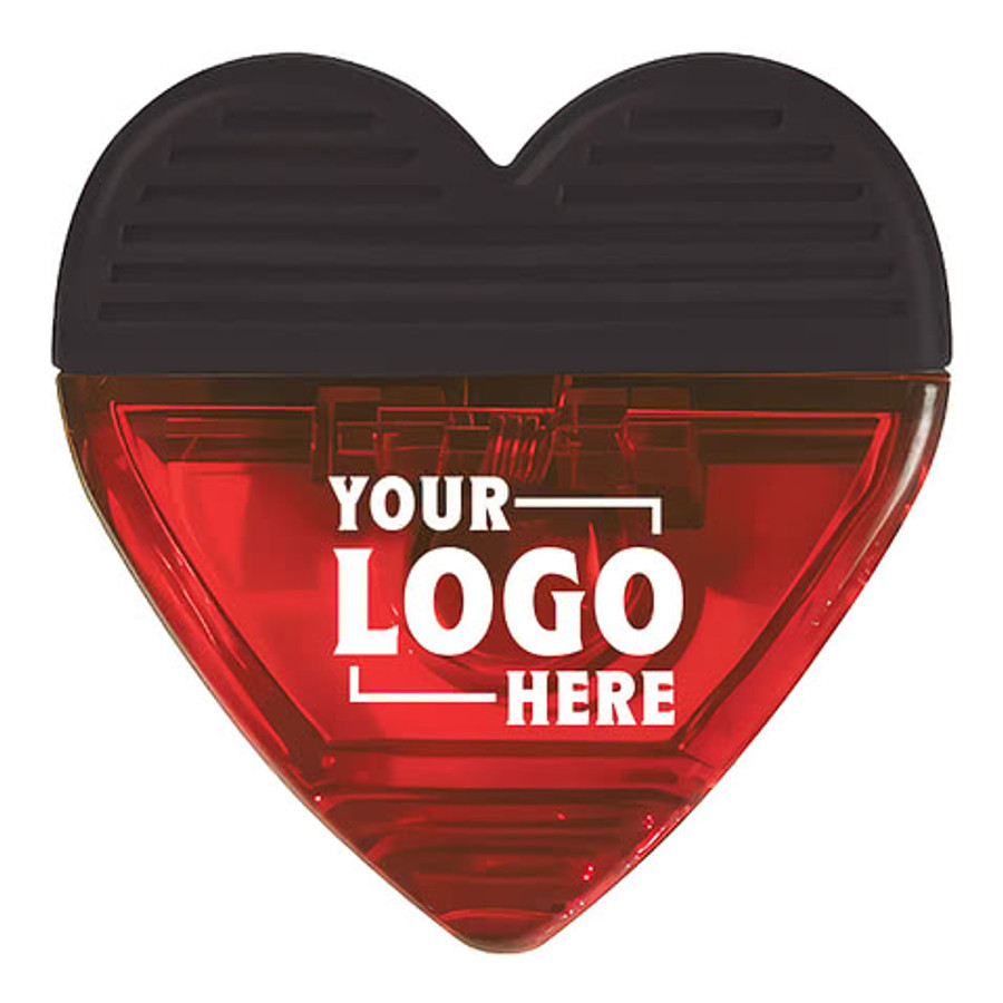 Heart Shaped Magnetic Clip with Grip in Translucent Red / Black
