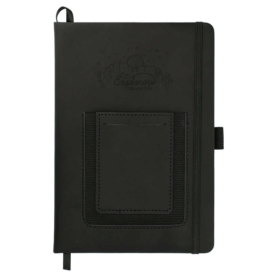 Debossed Vienna Phone Pocket Hard Cover Notebook