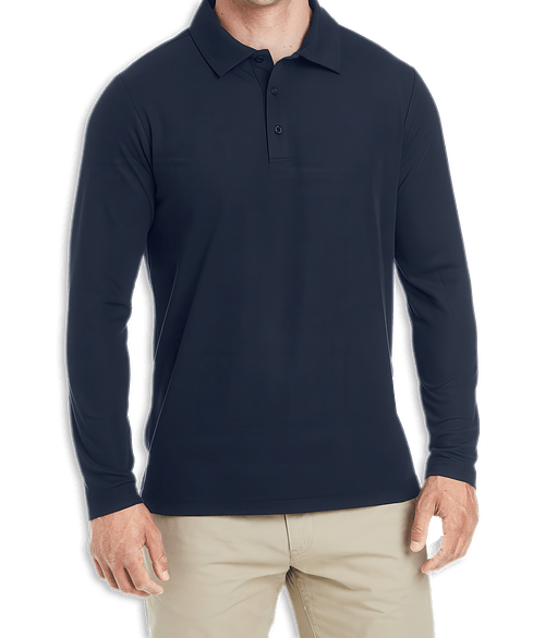 Core 365 Fusion ChromaSoft Long Sleeve Performance Pique Polo - Embroidered in Classic Navy