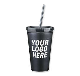 16 oz. Stainless Steel Insulated Tumbler with Straw