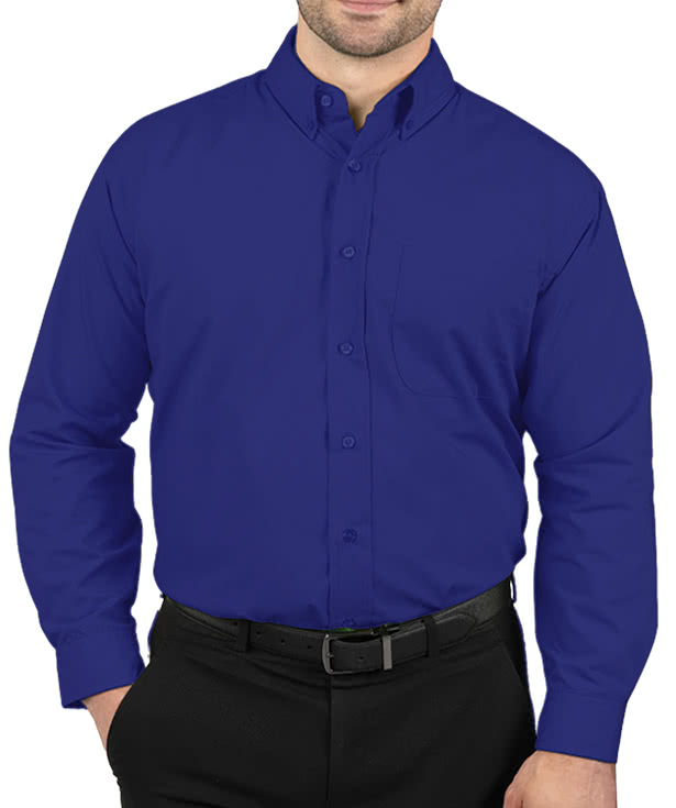 Blue Generation Superblend Poplin Matching Buttons Dress Shirt - Embroidered