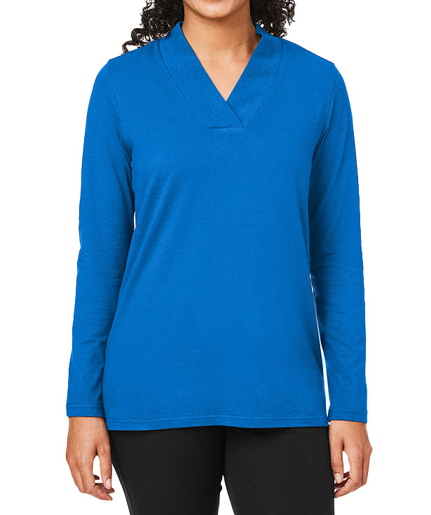 Devon & Jones Women's Raleigh Shawl Collar Long Sleeve Shirt - Printed