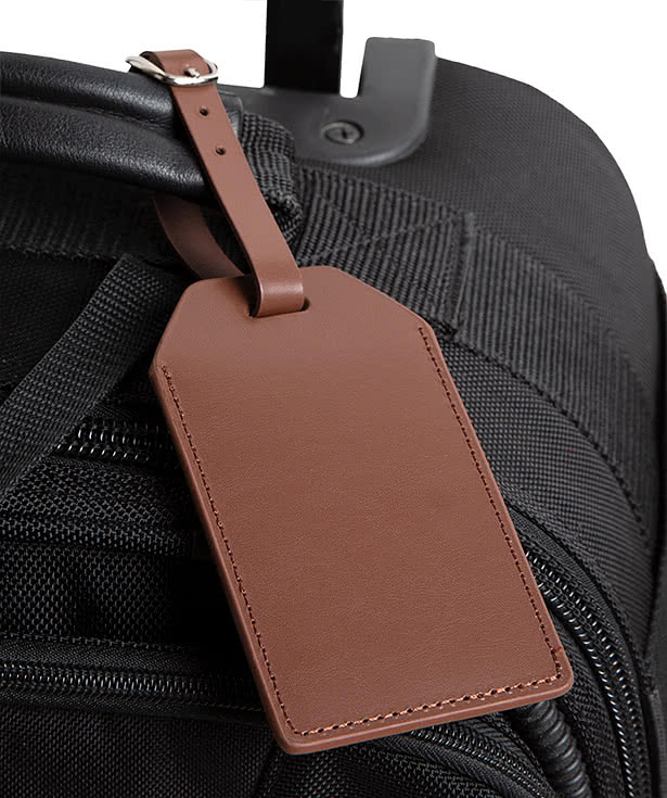 Debossed Grand Central Leather Luggage Tag