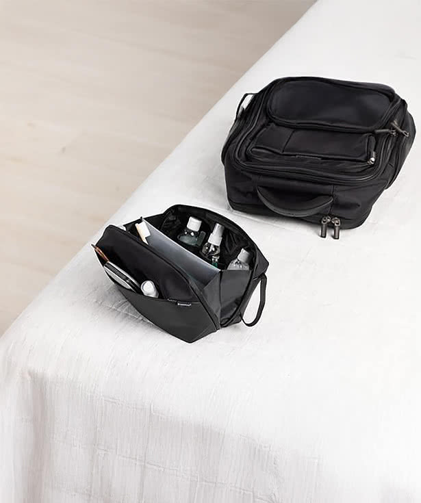 Full Color Brookstone Compact Vegan Leather Toiletry Bag