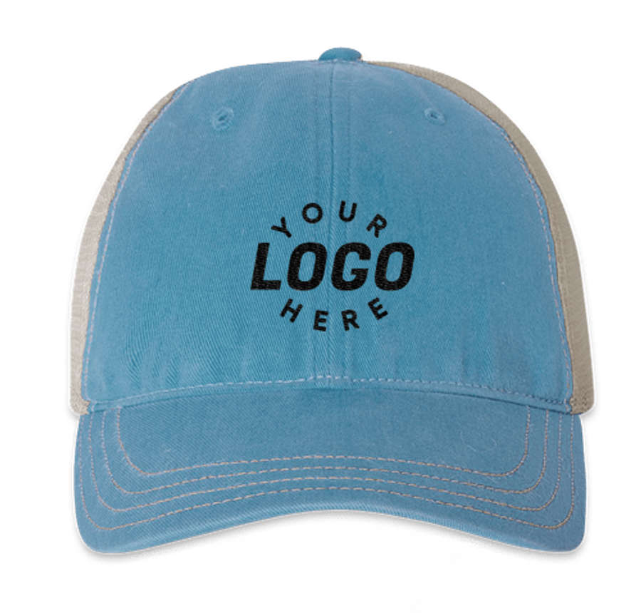 Richardson Garment Washed Trucker Hat in Columbia Blue / Khaki