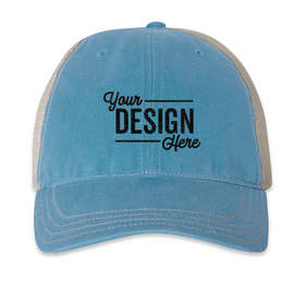 Richardson Garment Washed Trucker Hat - Color: Columbia Blue / Khaki