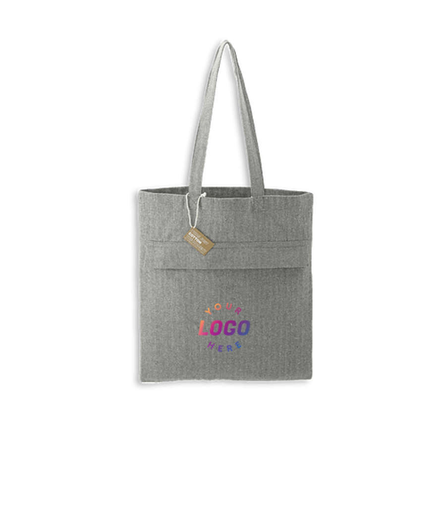 Recycled Cotton Herringbone Tote Bag in Dark Gray