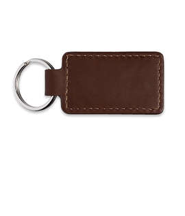 Debossed Tuscany Faux Leather Rectangle Keychain - Color: Brown