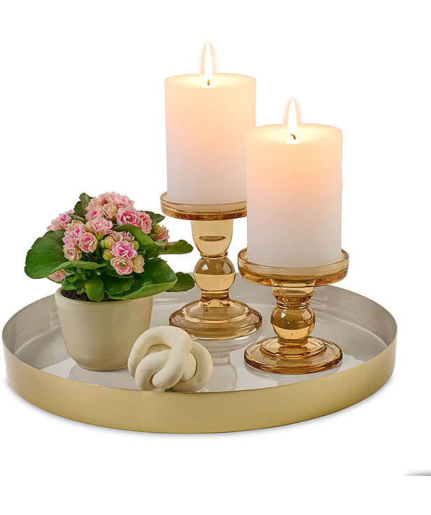 Be Home Luxe Round Enamel Serving Tray