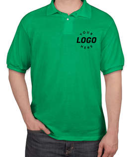 Hanes EcoSmart 50/50 Jersey Polo - Screen Printed - Color: Kelly Green