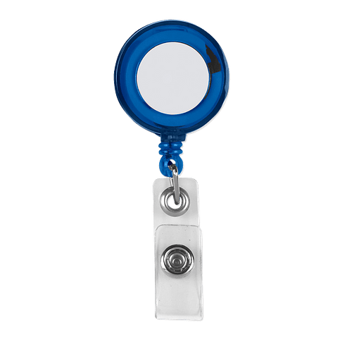Full Color Retractable Badge Holder with Laminated Label in Indigo