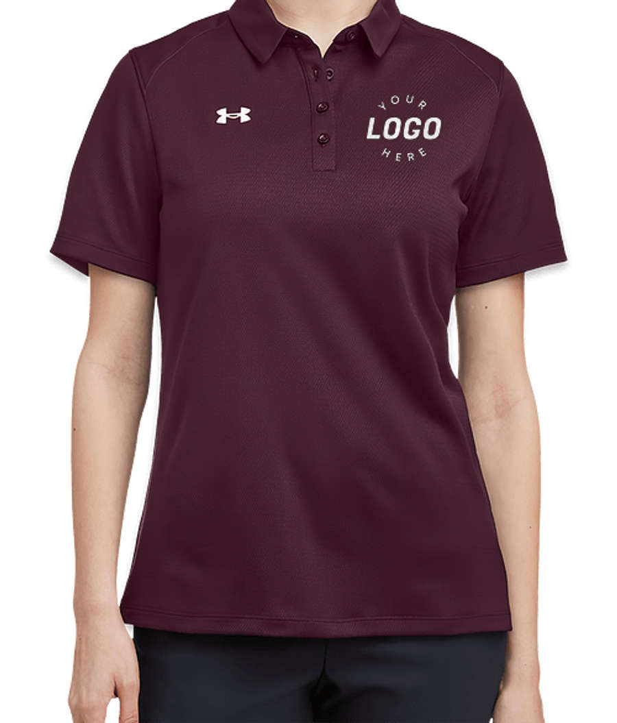 Under Armour Women's Tech Lightweight Performance Polo - Embroidered in Maroon / White