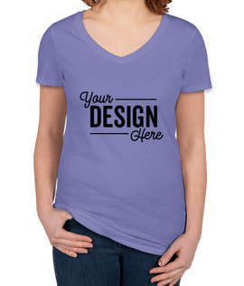 Canada - Threadfast Women's Slim Fit Lightweight V-Neck Pigment Dyed T-shirt - Color: Blue Violet