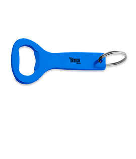 Laser Engraved Flat Top Bottle Opener Keychain - Color: Blue