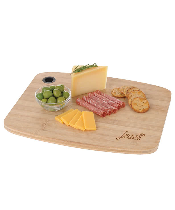 Laser Engraved Large Bamboo Cutting Board with Silicone Grip