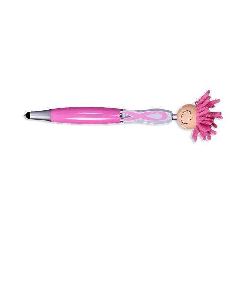 MopToppers Breast Cancer Awareness Ballpoint Stylus Pen (black ink) in Pink
