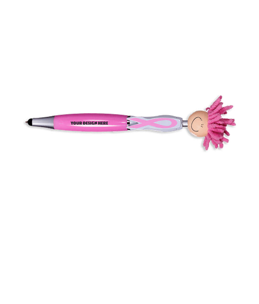 MopToppers Breast Cancer Awareness Ballpoint Stylus Pen (black ink) in Pink