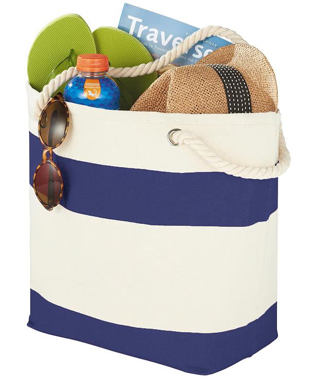 Capri Stripes Cotton Canvas Shopper Tote Bag