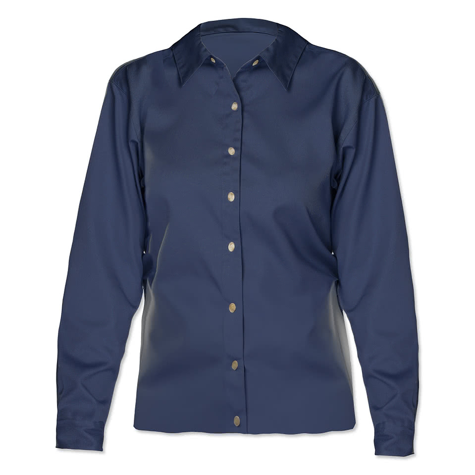 Blue Generation Women's Scotchgard Long Sleeve Dress Shirt - Embroidered