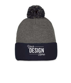 Sportsman Pom Pom Beanie - Color: Dark Heather Grey / Navy