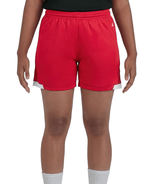 Badger Sport Women's On The Rise Pocket Performance Shorts in Red/White