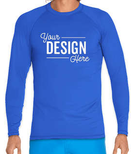 Wet Effect Long Sleeve Rash Guard Shirt - Color: Royal Blue