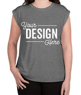 Bella + Canvas Women's Flowy Rolled Cuff T-shirt - Color: Dark Grey Heather
