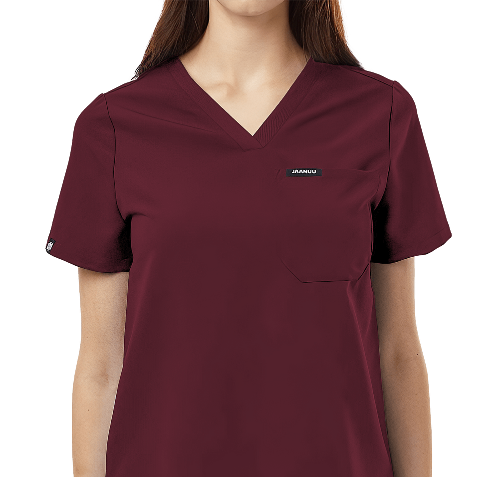 Jaanuu Women's Rhena Essential One-Pocket V-Neck Scrub Top - Printed-default